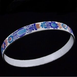 Vintage 1950s Enameled Porcelain Bangle Bracelet